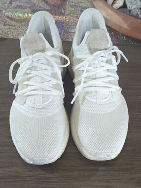 adidas Boost White Knit Lace-Up Sneakers